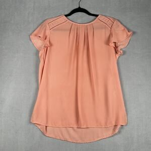Liz Claiborne Women's Semi-Sheer Peach Polka Dot Blouse Top Size Medium